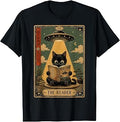 Vintage Japanese Cat Book Lovers UFO Alien Tarot Card Cat T-Shirt