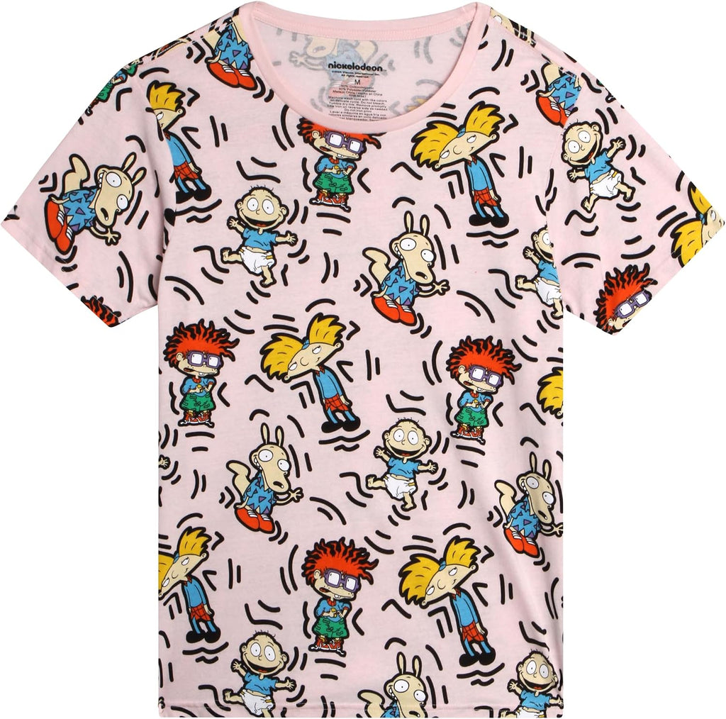 Men and Womens Graphic Tees - Rugrats All Over Print Crewneck Short Sleeve Unisex Tshirts for Adults (S-L)
