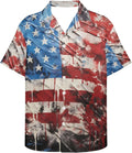 Hawaiian Shirts for Men Short Sleeve Aloha Beach Shirt The American Flag Printed Summer Casual Button Down Shirts