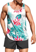 Men's Floral Tank Top Sleeveless Tees All Over Print Casual Sport T-Shirts Hawaii Beach Vacation