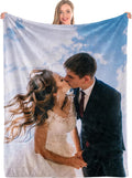 Custom Photo Throw Blanket Customized Pictures Blanket Personalized Soft Fleece Blanket for Family Wedding Birthday Christmas Valentines Day Gifts for Women Him Her