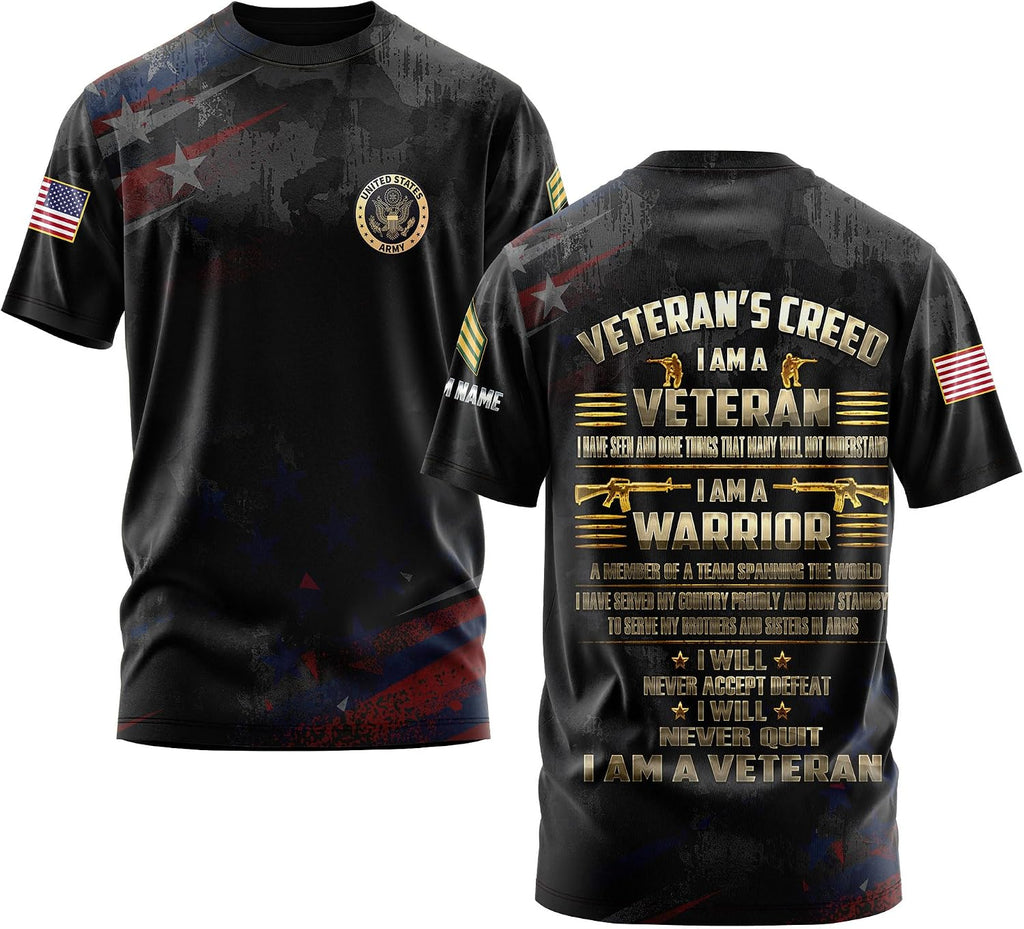 Personalized Veteran & Military Rank Insignia Shirt, Veteran's Creed I Am A Veteran Veterans Day Memorial Day T-Shirt