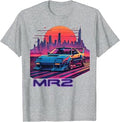 Neon Dreams: 90s Japanese Sports Car MR2 in Cyberpunk City T-Shirt