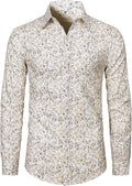 Mens Floral Shirt Casual Button Down Long Sleeve Flower Printed Shirt 100% Cotton