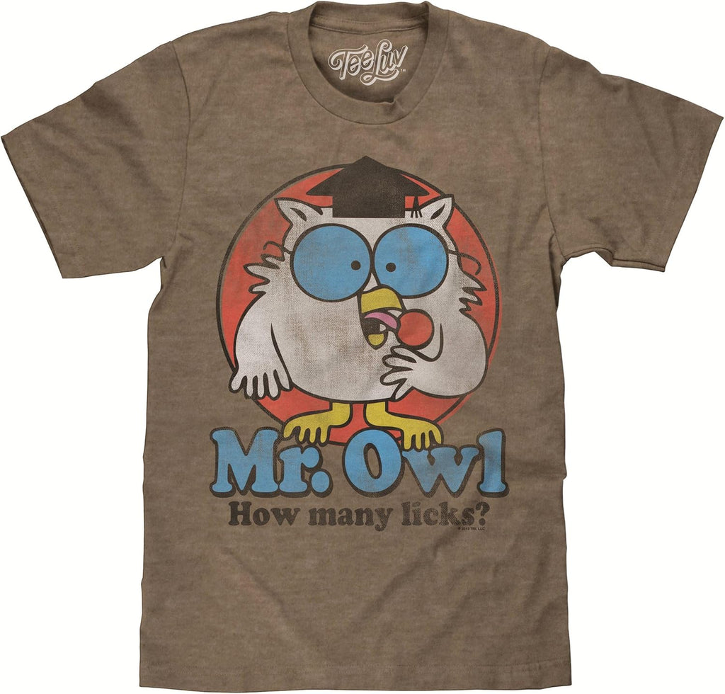 Men's Mr Owl How Many Licks Shirt - Vintage Tootsie Pop Graphic T-Shirt