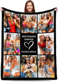 Ship Next Day, Best Friend Birthday Gifts for Women, Customized Photo Blanket for Besties Sisters, Custom Blanket with Picture, Personalized BFF Blankets Christmas Graduation Gifts for Women Girls