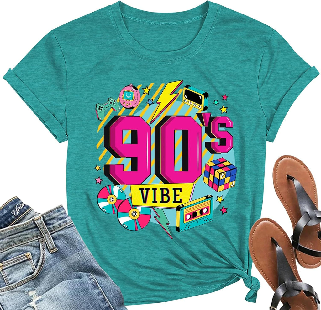 I Love The 80's Shirts for Women Vintage 80s Music Tee 80s Theme Party Short Sleeve Tops