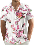 Men's Flower Casual Button Down Short Sleeve Hawaiian Shirt