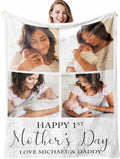 D-Story Personalized Happy First Mother's Day Blanket, Mothers Day Throws, Custom Blanket for Mothers Day, Mom Gift from Daughter Son, First