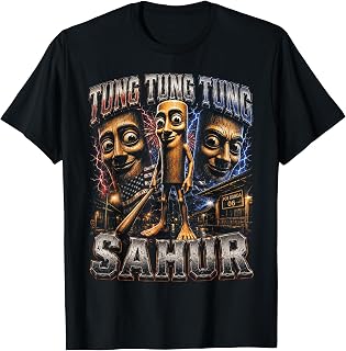 Tung Tung Tung Sahur Triple Face Italian Brainrot Meme T-Shirt