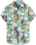 Men's Novelty Print Short Sleeve Shirt, Casual Button Down Summer Top, Funny Graphic Pattern Design