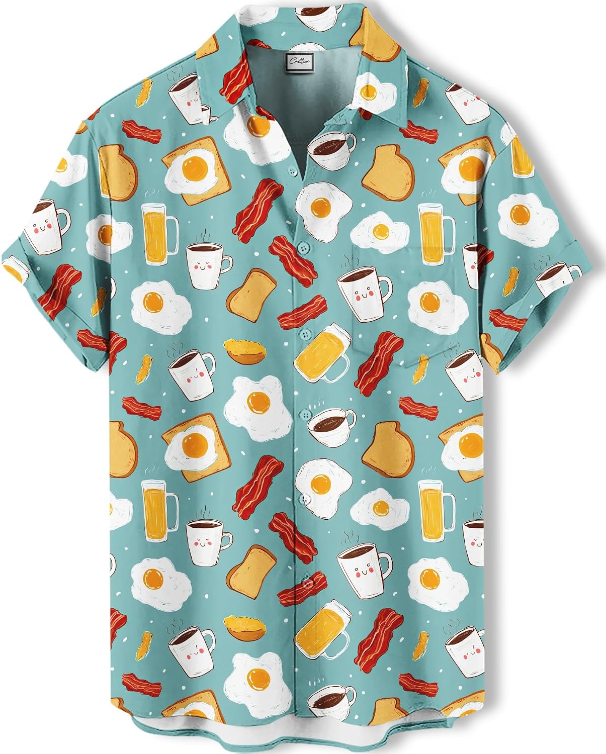 Men's Novelty Print Short Sleeve Shirt, Casual Button Down Summer Top, Funny Graphic Pattern Design