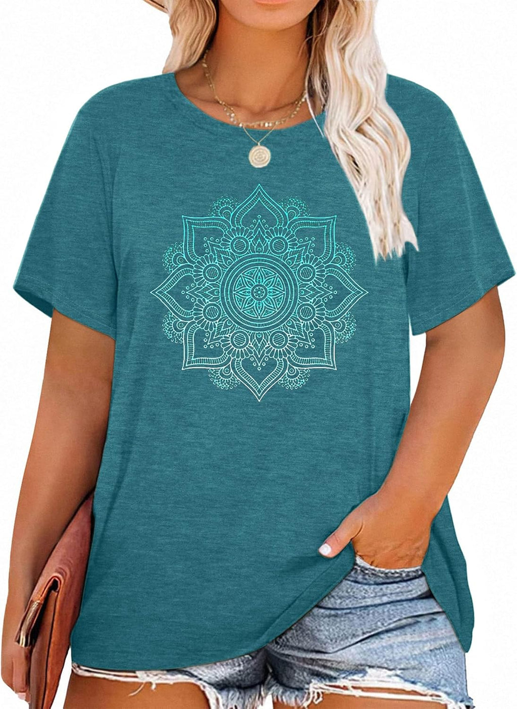 Womens Plus Size Dandelion Print Tshirt Cute Graphic Floral Tees Short Sleeve Summer Blessed Tee Tops