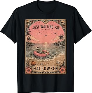 Halloween Tarot Card Spooky Summer Skeleton Just Waiting T-Shirt