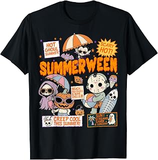 Summerween Spooky Summer Beach Ghost Halloween Vibes T-Shirt