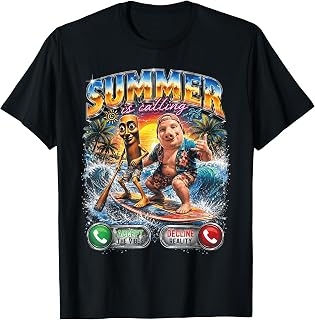 Summer is Calling Tung Tung Sahur John Pork Surfing Meme T-Shirt