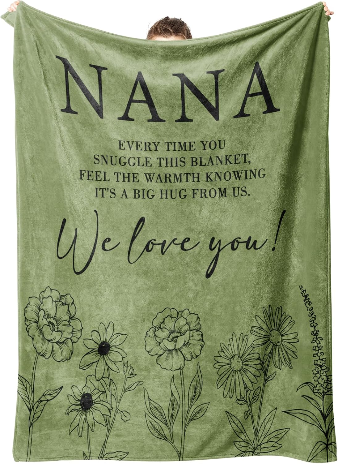 Mothers Day Nana Gifts, Birthday Gifts for Nana from Grandkids, to My Nana Nanny Grandma Soft Throw Blanket 50" x 60", Grass Green