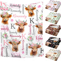 Personalized Baby Blanket for Girls Boys Highland Cow Custom Baby Blanket with Name Swaddle Blanket for Toddlers Infants Kids Shower Newborns Nursery Stroller Crib Decor Throw Birthday Gift