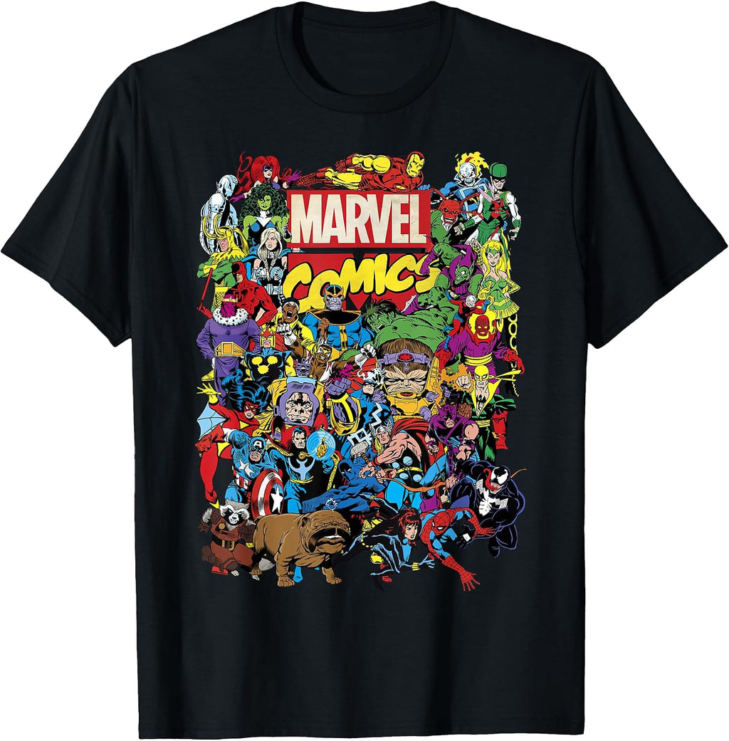 Comics Retro Classic Avengers Heroes Group Shot T-Shirt