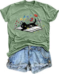 Cat Shirts for Women: Cat Mom T-Shirt Flower Graphic Tees Animal Lover Gifts Casual Short Sleeve Tops