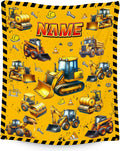 Kids Blanket Gifts Personalized Excavator Blanket for Boys Toddler, Custom Soft Plush Construction Truck Throw for Car Lovers (4 Sizes)