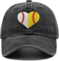 Womens Heart Ball Hat, Adjustable Embroidered Softball Mom Baseball Mom Cap