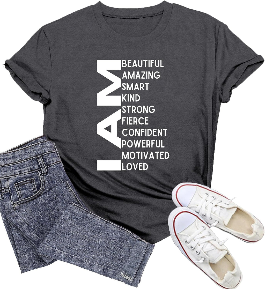 Inspirational Shirts for Women Motivational Tshirt I Am Beautiful Tee Tops