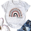 Women Teacher Life Shirt Rainbow Leopard Graphic Tee Kindergarten Teachers Gift T Shirt Inspirational Tops