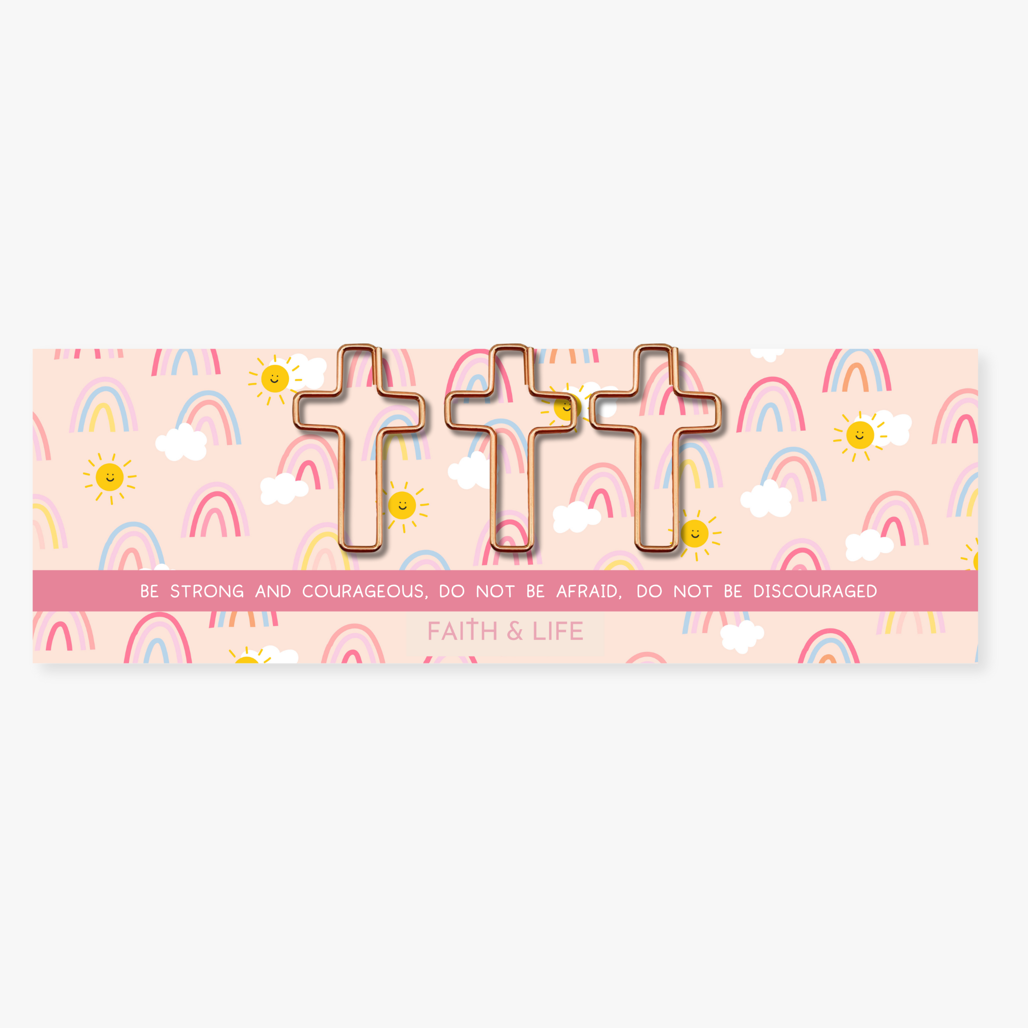 Cross Paperclip and Bookmark Set: Be Strong and Courageous