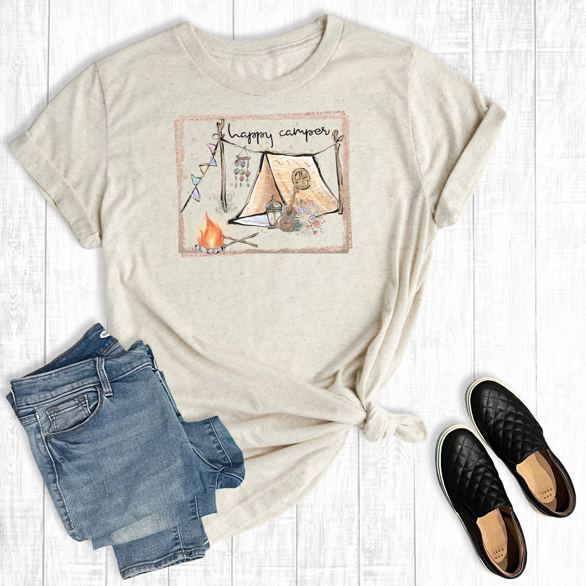 Happy Camper Boho Tent Graphic Tee