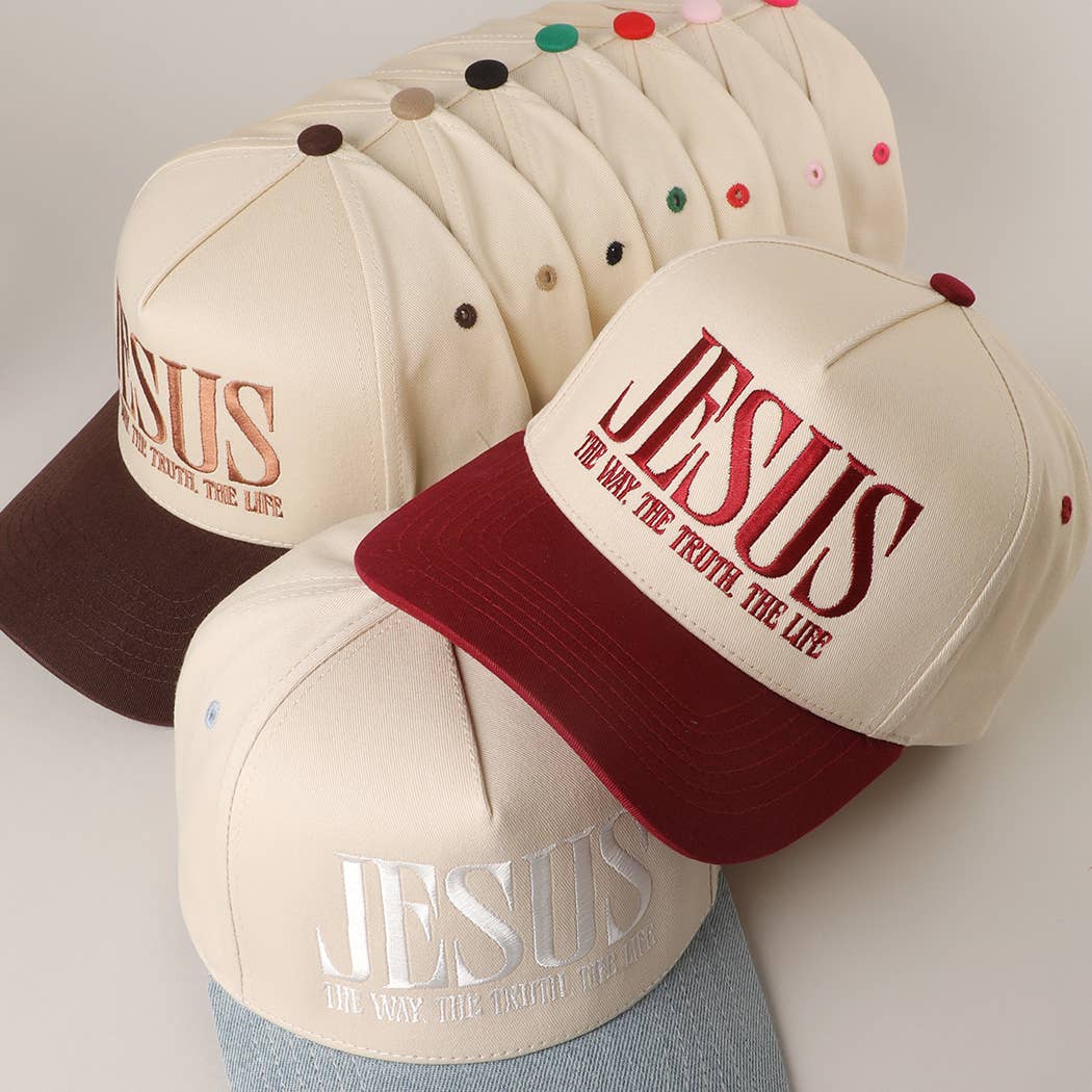 Jesus Typography Embroidered Trucker Hat