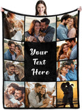 SHIPS NEXT DAY Custom Blanket with Picture Text Personalized Throws Blanket with Photos Customize Blanket Customizable Blankets Customized Gifts for Mom Dad Couple Girlfriend Boyfriend Wife Husband