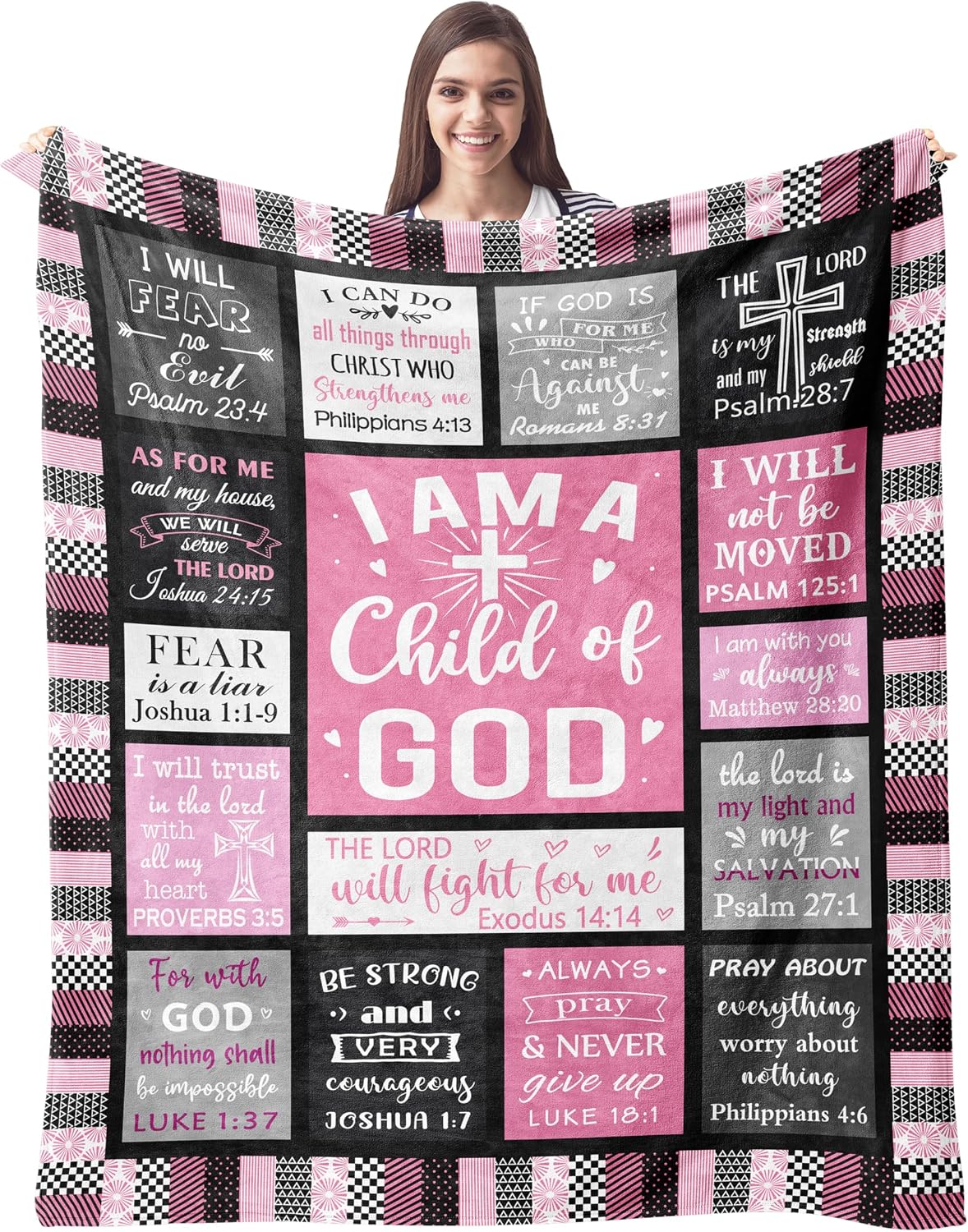 CUJUYO Christian Gifts for Women Blanket 60"x50" - I Am a Child of God Blankets - Inspirational Religious Birthday Catholic Spiritual & Baptism Confirmation Gifts for Girls