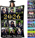 Custom Graduation Blanket 2026 Customized Blankets Custom Blanket Memorial Gift with Photo Text Graduation Gifts for Best Friends, 8 Sizes