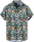 Men's Hawaiian Shirt, Novelty Tropical Graphic Print, Short Sleeve Vacation Shirt, Casual Beach Button Down