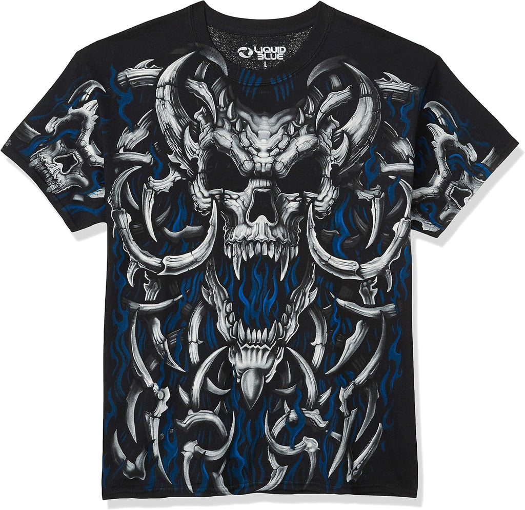 Men's Blue Flame Skull T-Shirt