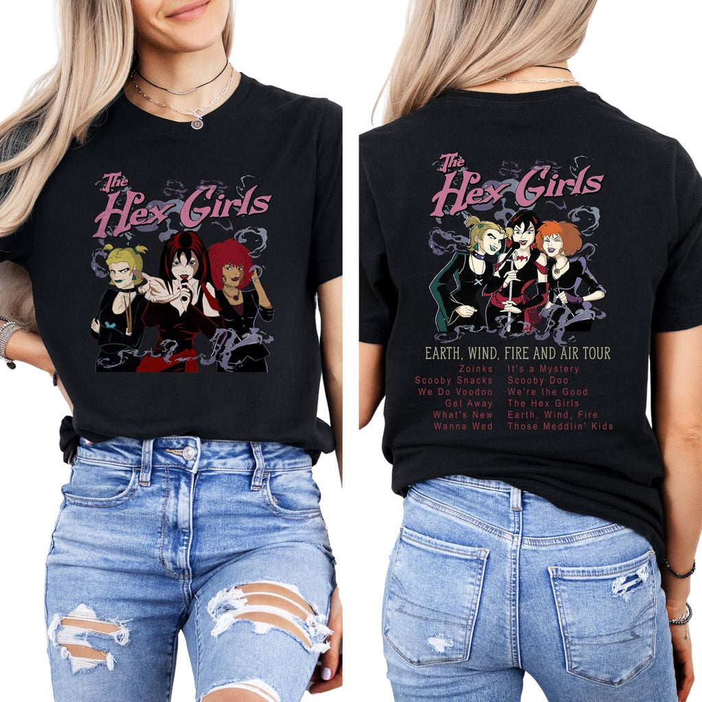 The Hex Gothic Girls Rock Music T-Shirt, Cartoon Band Graphic Tee with Vintage Style Design for Concert and Music Lovers