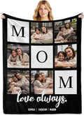Custom Mothers Day Birthday Gifts for Mom, Personalized Blanket with Photos to My Mom Gift from Daughter Son, Custom Blanket with Pictures Text, Birthday for Wife Grandma Women