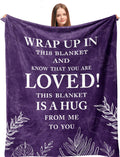 Gifts for Women Christmas, Inspirational Gifts for Woman, Cozy Soft Throw Blankets for Women, Positive/Spiritual Gifts, Purple Gifts for Older Woman, Get Well Gifts, Love Hug Blanket 60”x50”