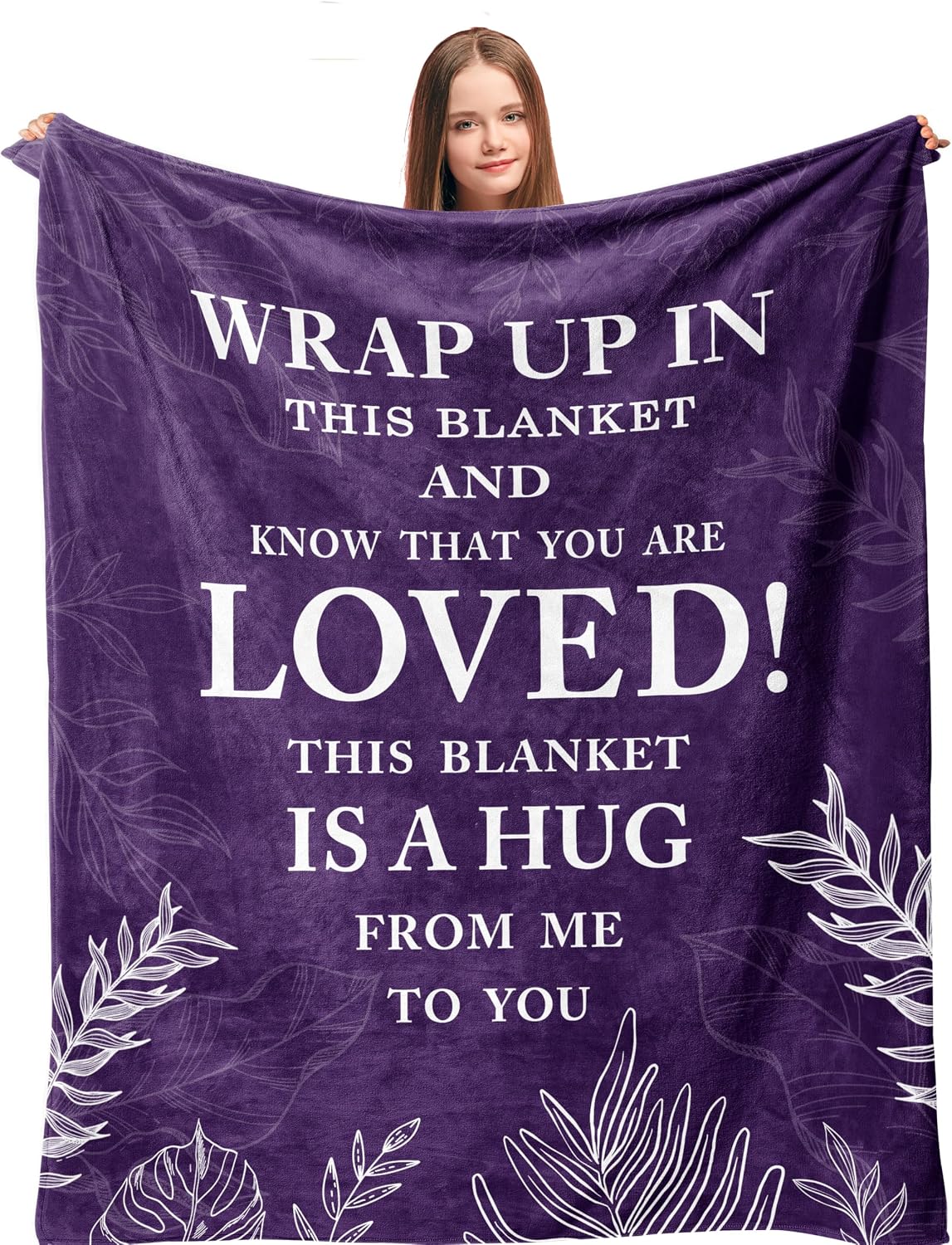 Gifts for Women Christmas, Inspirational Gifts for Woman, Cozy Soft Throw Blankets for Women, Positive/Spiritual Gifts, Purple Gifts for Older Woman, Get Well Gifts, Love Hug Blanket 60”x50”