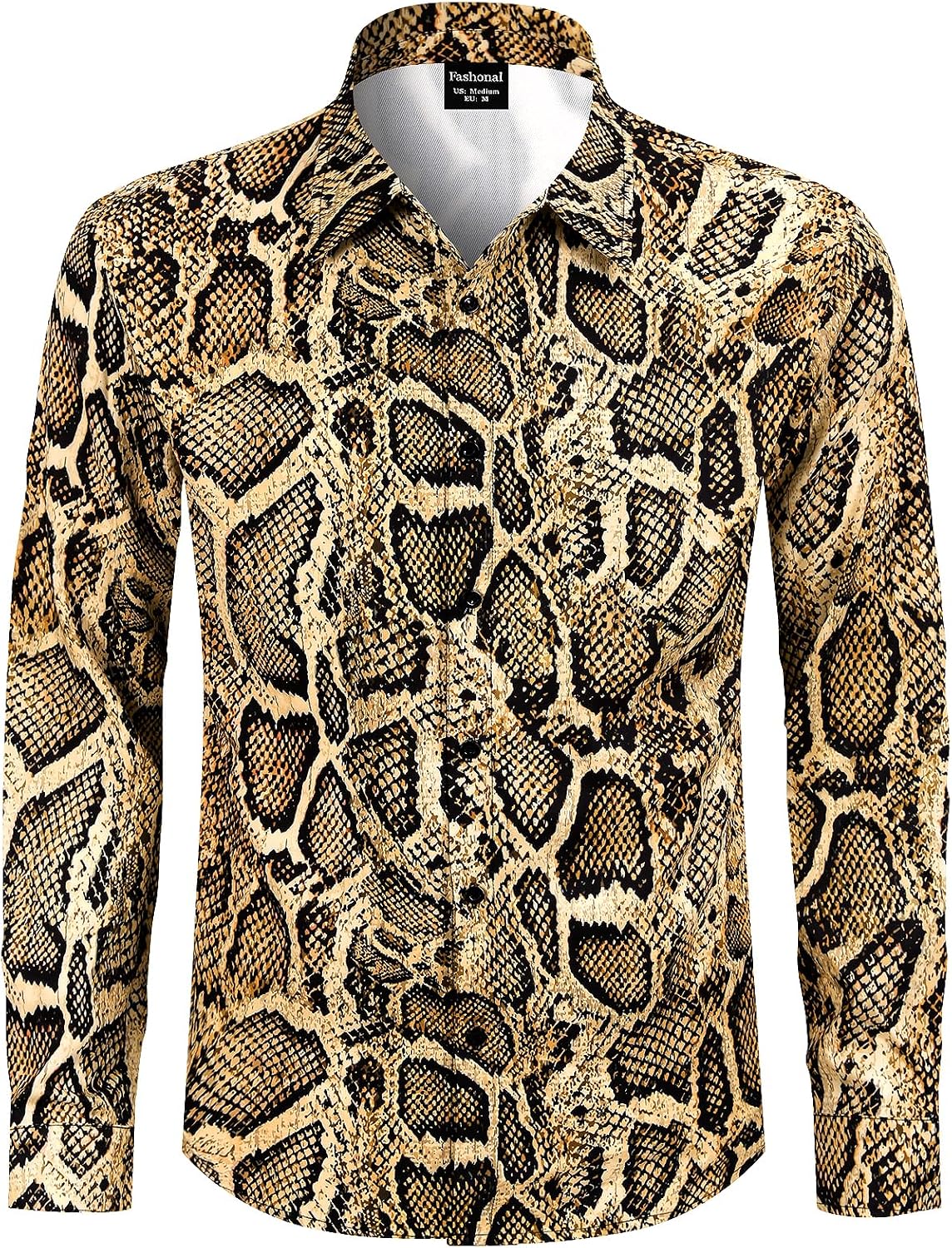Men's Animal Print Novelty Button Down Long Sleeve Shirt, S-4XL