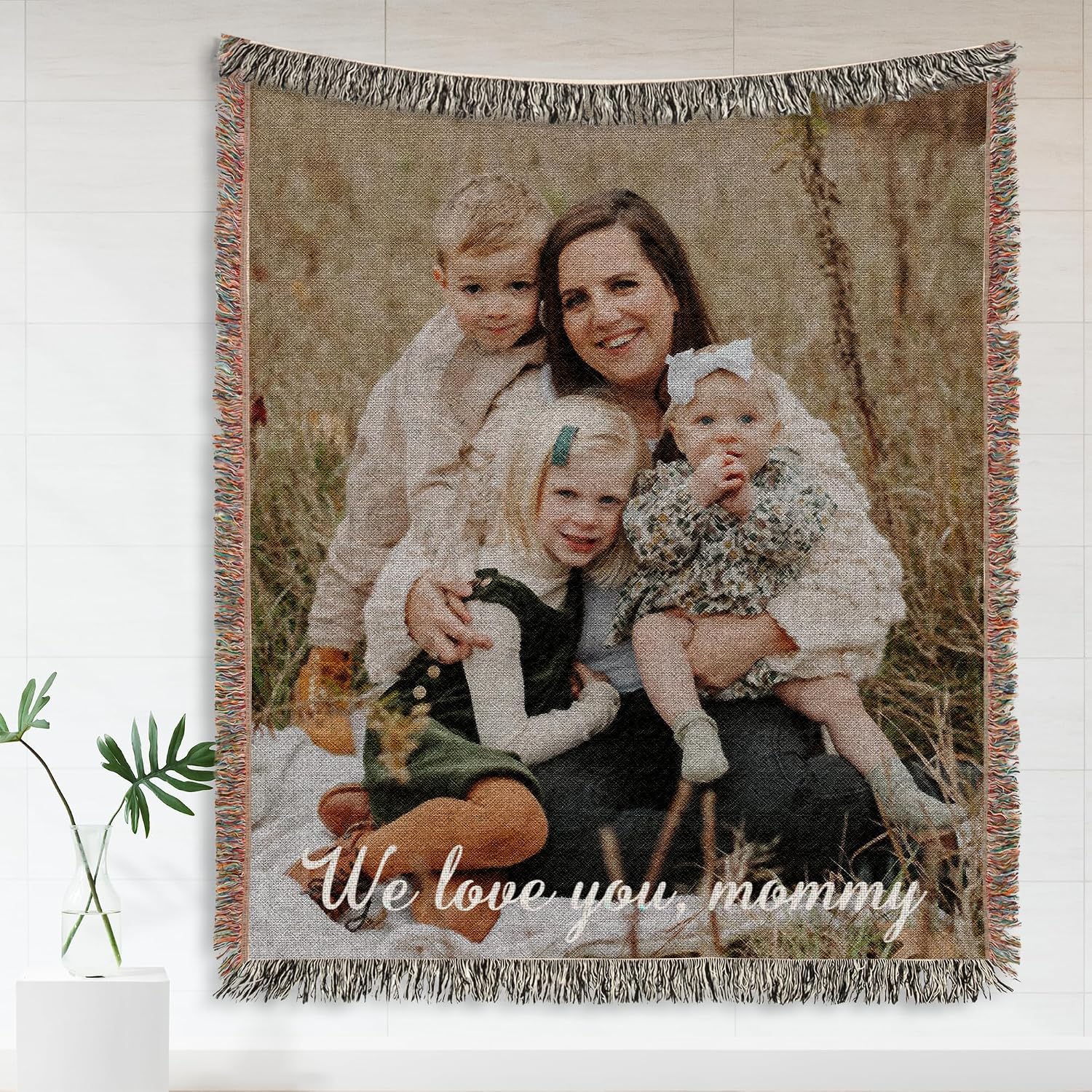 Personalized Personalized Woven Photo Blanket - Not Printed - Custom Gift Picture Tapestry Throw 100% Cotton Made in The USA (Custom Photo)