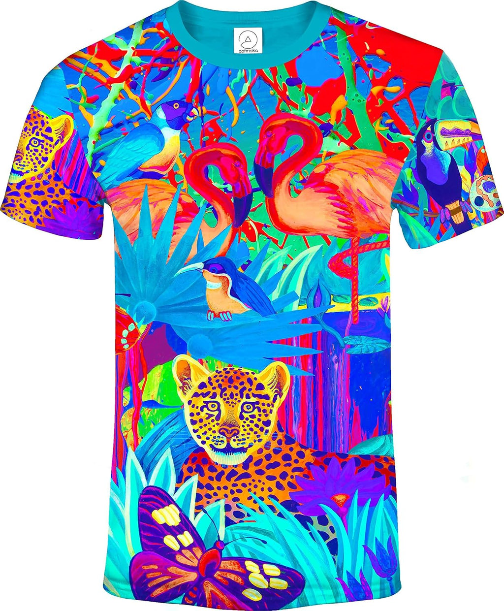 Neon Glow Blacklight UV Reactive Party Rave Handmade Art Tee Sport Top Workout Shirt Women Unisex Men Design T-Shirt