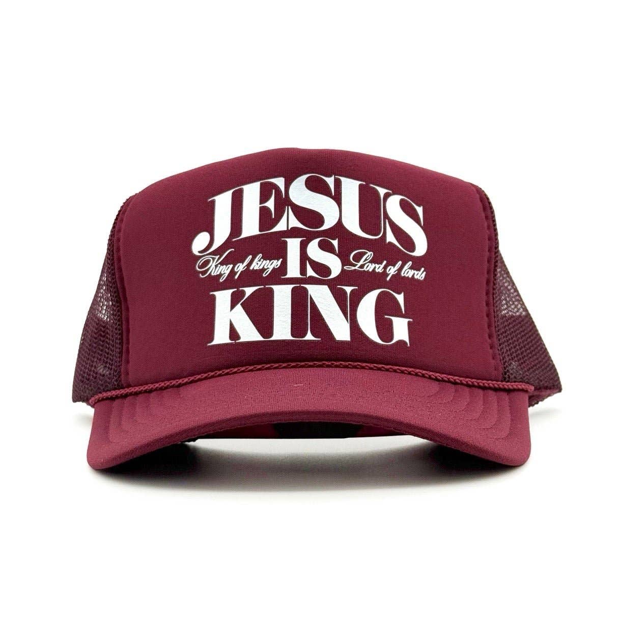 Jesus Is King Foam Trucker - Maroon