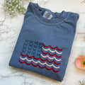 Embroidered Coquette Bow 4th of July American Flag Tshirt