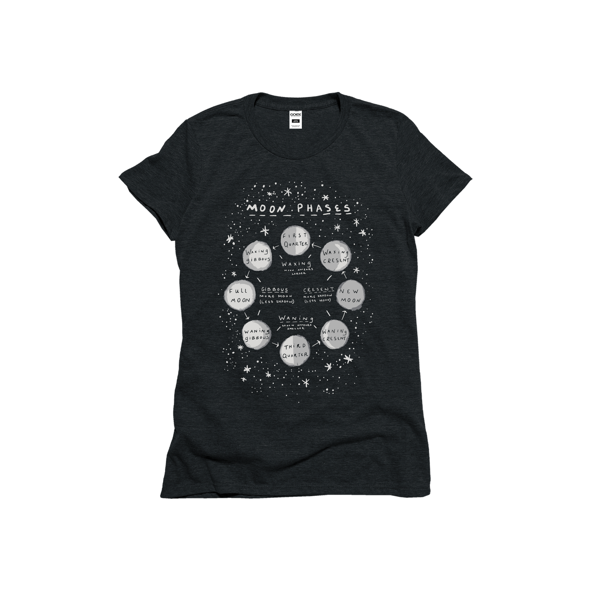 Moon Phases Graphic Tee - Charcoal - 24pk