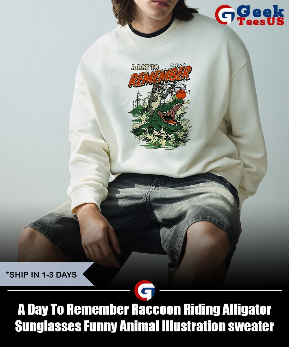 A Day To Remember Raccoon Riding Alligator Sunglasses Funny Animal Illustration shirt