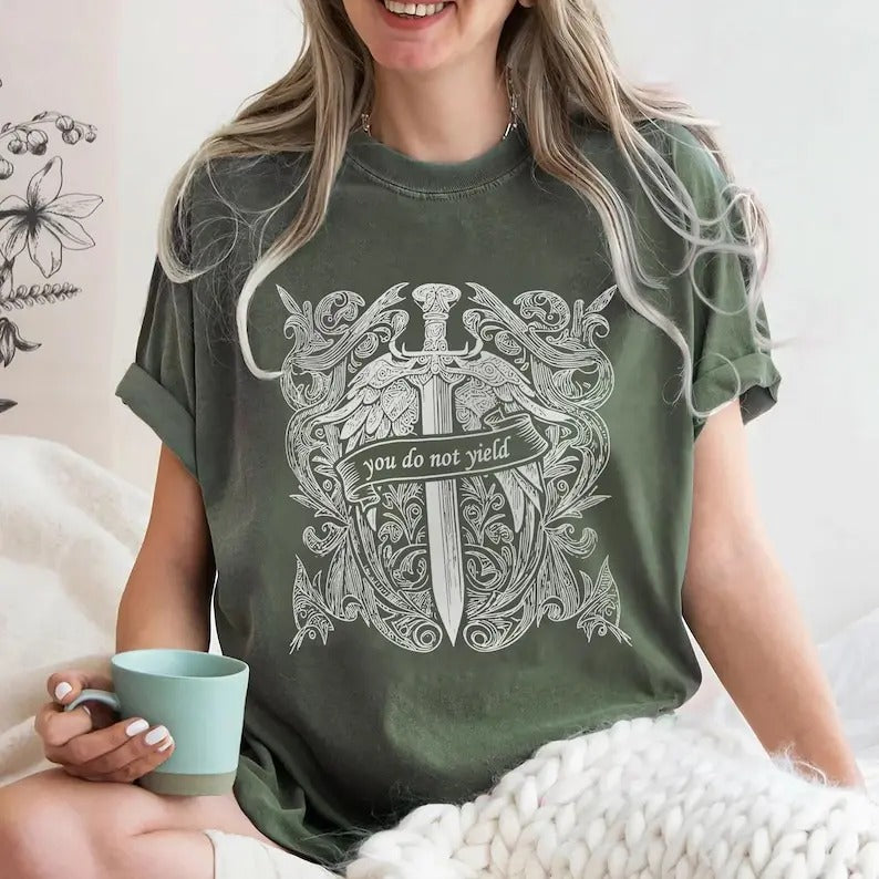 ACOTAR Velaris shirt, You do not yield t-shirt, SJM quotes t-shirt, SJM Shirt, A Court of Thorns and Roses t-shirt, sjm tee, Throne of Glass  Cotton Short Sleeve Tshirt