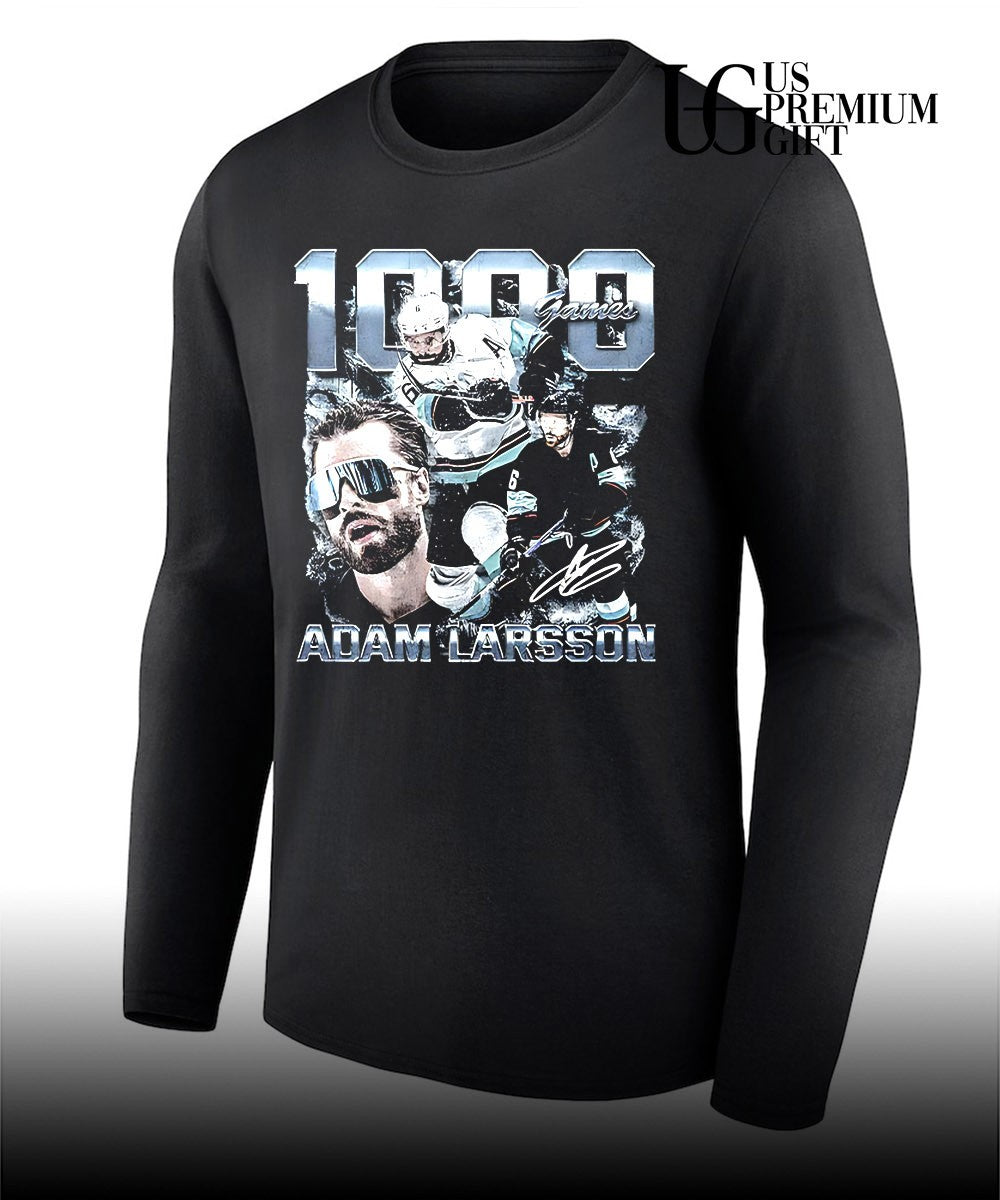 Adam Larsson Seattle Kraken hockey 1000 Games signature shirt