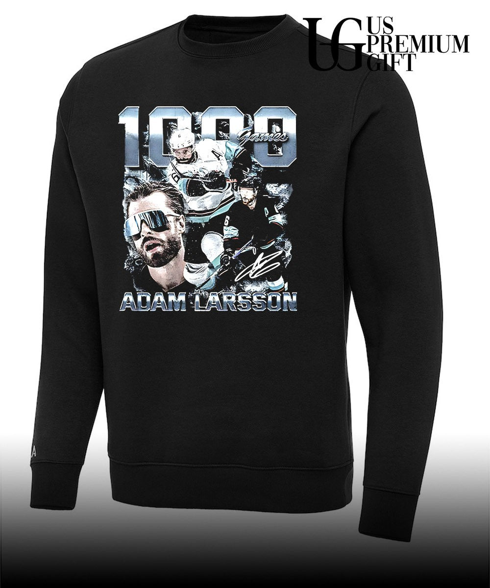 Adam Larsson Seattle Kraken hockey 1000 Games signature shirt